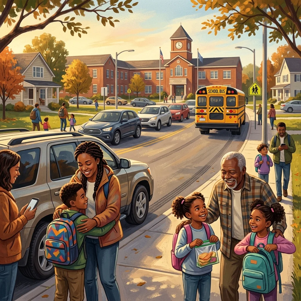 An overloaded mental calendar showing conflicting school schedule variations — early release, field trips, swap days — layered on top of each other